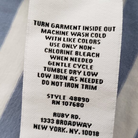 RUBY RD Blue white Stripe Top 3/4 Length Bell Sleeves 2x New with Tag - Picture 8 of 9